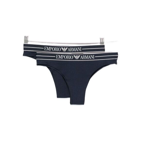 EMPORIO ARMANI Logo Thong Underwear - Pack of 2 Women BLUE